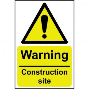 Warning construction site - 1.2mm Recyclable PP 200 x 300mm 0958