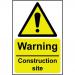 The picture shows a group of Spectrum Industrial warning signs, designed for construction sites. These signs are made from 1.2mm recyclable polypropylene and measure 200 x 300mm. Each sign is labeled with the phrase Warning: Construction Site to alert individuals of potential hazards. The bright colors and clear font make these signs easily visible and attention-grabbing. Each sign features the Spectrum Industrial logo and a unique identification number for tracking purposes.