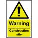 Self adhesive semi-rigid PVC Warning Construction Site Sign (200 x 300mm). Easy to fix; peel off the backing and apply to a clean and dry surface. 0958