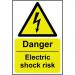 Self-adhesive vinyl Danger Electric Shock Risk sign (200 x 300mm). Easy to use; simply peel off the backing and apply to a clean dry surface. 11013