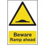 &lsquo;Beware Ramp Ahead&rsquo; Sign; Self-Adhesive Semi-Rigid PVC (200mm x 300mm) Style B