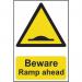 ‘Beware Ramp Ahead’ Sign; Self-Adhesive Semi-Rigid PVC (200mm x 300mm) Style B 1102