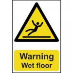 &lsquo;Warning Wet Floor&rsquo; Sign; Self-Adhesive Semi-Rigid PVC (200mm x 300mm)