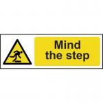 Mind The Step&rsquo; Sign; Rigid 1mm PVC Board (300mm x 100mm)