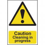 &lsquo;Caution Cleaning In Progress&rsquo; Sign; Self-Adhesive Semi-Rigid PVC (200mm x 300mm)