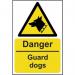 Danger Guard Dogs’ Sign; Self-Adhesive Vinyl (200mm x 300mm) 11149