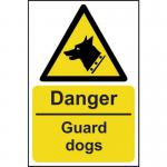 Danger Guard Dogs&rsquo; Sign; Rigid 1mm PVC Board (400mm x 600mm)