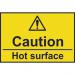 Caution Hot Surface Sign (75 x 50mm); Manufactured from strong rigid PVC and is non-adhesive; 0.8mm thick. 11164