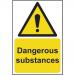 In the photograph, there are several Spectrum Industrial Danger Signs for Dangerous Substances. They are made of 1.2mm recyclable PP and measure 200 x 300mm. The signs feature bold and eye-catching text and symbols, warning of potential hazards and dangers. The background is a bright and solid color, making the signs easily visible and attention-grabbing. The signs are professional and durable, suitable for any industrial setting.