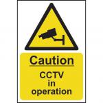 Self-Adhesive Vinyl Caution CCTV In Operation sign (200 x 300mm). Easy to use and fix.