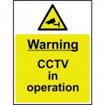 Warning CCTV In Operation sign (300 x 400mm). Manufactured from strong rigid PVC and is non-adhesive; 0.8mm thick.