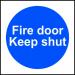 Fire Door Keep Shut sign (100 x 100mm). Manufactured from strong rigid PVC and is non-adhesive; 0.8mm thick. 11325