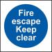 Self-Adhesive Vinyl Fire Escape Keep Clear sign (100 x 100mm). Easy to use and fix. 11348