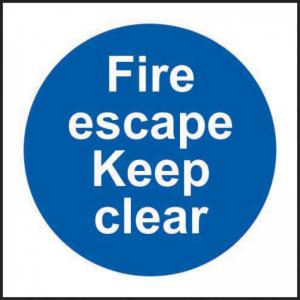 Fire escape Keep clear 1.2mm Recyclable PP 100 x 100mm 11349