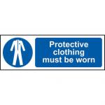 Mandatory Self-Adhesive Vinyl Sign (300 x 100mm) - Protective Clothing Must Be Worn