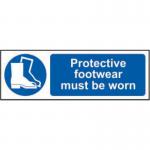 Protective Footwear Must Be Worn&rsquo; Sign; Self-Adhesive Vinyl (300mm x 100mm)