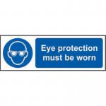 Eye Protection Must Be Worn&rsquo; Sign; Self-Adhesive Vinyl (300mm x 100mm)