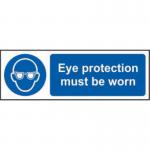 Eye Protection Must Be Worn&rsquo; Sign; Non Adhesive Rigid PVC (300mm x 100mm)