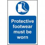 Protective Footwear Must Be Worn&rsquo; Sign; Self-Adhesive Vinyl (200mm x 300mm)