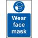 In the image, there is a Spectrum Industrial PPE sign that says Wear face mask on a 1.2mm recyclable PP material. The sign is 400 x 600mm in size and has the product number 11433.