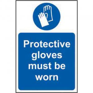 Protective Gloves Must Be Worn Sign, Self-Adhesive Vinyl 200mm x 300mm