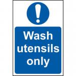 Wash Utensils Only&rsquo; Sign; Self-Adhesive Vinyl (200mm x 300mm)