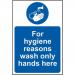 The photograph captures a Spectrum Industrial sign with Covid-19 and social distancing reminders. Made of self-adhesive vinyl, the sign measures 200mm x 300mm and encourages hand washing for hygiene purposes.