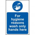 This picture displays a set of Spectrum Industrial Covid-19 and Social Distancing Signs, made from 1.2mm recyclable PP material. The signs feature a clear message urging hand washing for hygiene reasons, and measure 200 x 300mm. The signs are designed to promote safe and healthy practices during the ongoing pandemic.