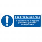 This Is A Food Production Area. In The Interests Of Hygiene&rsquo; Sign; Self-Adhesive Vinyl (300mm x 100mm)