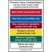 This photo shows a selection of Spectrum Industrial food preparation signs. They are designed to prevent cross contamination and each sign is made from 1.2mm recyclable PP material. Each sign measures 200 x 300mm and is color-coded for easy identification.