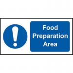 Food Preparation Area&rsquo; Sign; Non Adhesive Rigid PVC (200mm x 100mm) 11497