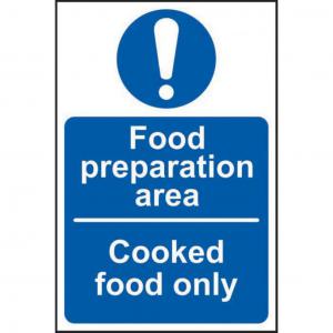 Foor preparation area Cooked food only 1.2mm Recyclable PP 150 x 100mm