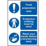 This Is A Food Production Area/Protective Clothing Must Be&rsquo; Sign; Non Adhesive Rigid PVC (200mm x 300mm)