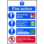 Self-adhesive vinyl Fire Action Procedure sign (200 x 300mm). Easy to use; simply peel off the backing and apply to a clean dry surface.