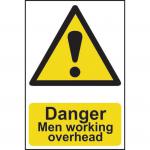 The photograph captures Spectrum Industrials warning signs for danger, featuring men working overhead. Made from recyclable 1.2mm PP, the signs measure 200 x 300mm and feature the number 1152.