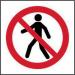 The photo shows a Spectrum Industrial Prohibited Signs No Thoroughfare Symbol Sign. It is made of self-adhesive vinyl and measures 200mm x 200mm. The sign features a bold red circle with a diagonal line through it, indicating a no entry or no thoroughfare. The background is a clean white and the text is in black, making the sign easy to read. Perfect for clearly marking restricted areas in industrial settings.