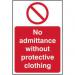 Prohibition Self-Adhesive Vinyl Sign (200 x 300mm) - No Admittance Without Protective Clothing 11634