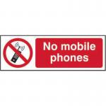 No Mobile Phones&rsquo; Sign; Non Adhesive Rigid 1mm PVC Board (300mm x 100mm)