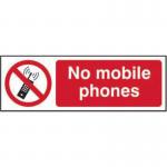 No Mobile Phones Sign, Self-Adhesive Vinyl (300mm x 200mm) 11648