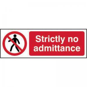 Strictly No Admittance Sign, Self-Adhesive Vinyl 300mm x 100mm 11650