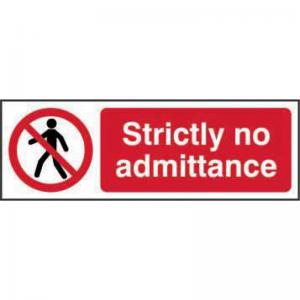 Strictly No Admittance Sign, Self-Adhesive Vinyl 600mm x 200mm 11652