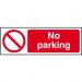 No Parking sign (600 x 200mm). Manufactured from strong rigid PVC and is non-adhesive; 0.8mm thick. 11665