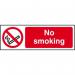 The Spectrum Industrial No Smoking Signs feature a bold red and white color scheme with a clear No Smoking symbol in the center. The sign is made of self-adhesive vinyl and measures 300mm x 100mm. The design is simple and effective for promoting a smoke-free environment.
