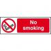 Self-adhesive vinyl No Smoking sign (300 x 100mm). Easy to use; simply peel off the backing and apply to a clean dry surface. 11802