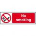 No Smoking sign (300 x 100mm). Manufactured from strong rigid PVC and is non-adhesive; 0.8mm thick. 11803