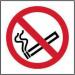 The image features a set of Spectrum Industrial No Smoking Signs made from 1.2mm recyclable PP material. The signs are square-shaped and measure 200 x 200mm. The dominant feature is the universal no smoking symbol in bold red. The background is white with black text. The signs are suitable for indoor and outdoor use.