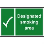 Designated Smoking Area sign (300 x 200mm). Manufactured from strong rigid PVC and is non-adhesive; 0.8mm thick.