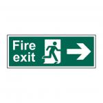 Fire Exit (Man Arrow Right) Sign (Pack of 5), Non Adhesive Rigid 1mm PVC Board (400mm x 150mm)