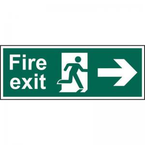 Fire Exit Man arrow Right Sign, Self-Adhesive Vinyl 600mm x 200mm