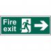 Fire Exit Man Arrow Right sign (600 x 200mm). Manufactured from strong rigid PVC and is non-adhesive; 0.8mm thick. 12003